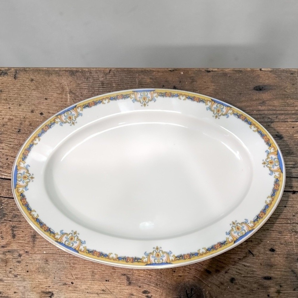 Epiag Elyrian Blue Gold Oval Platter, Bohemian Art Deco Era, Replacement Serving